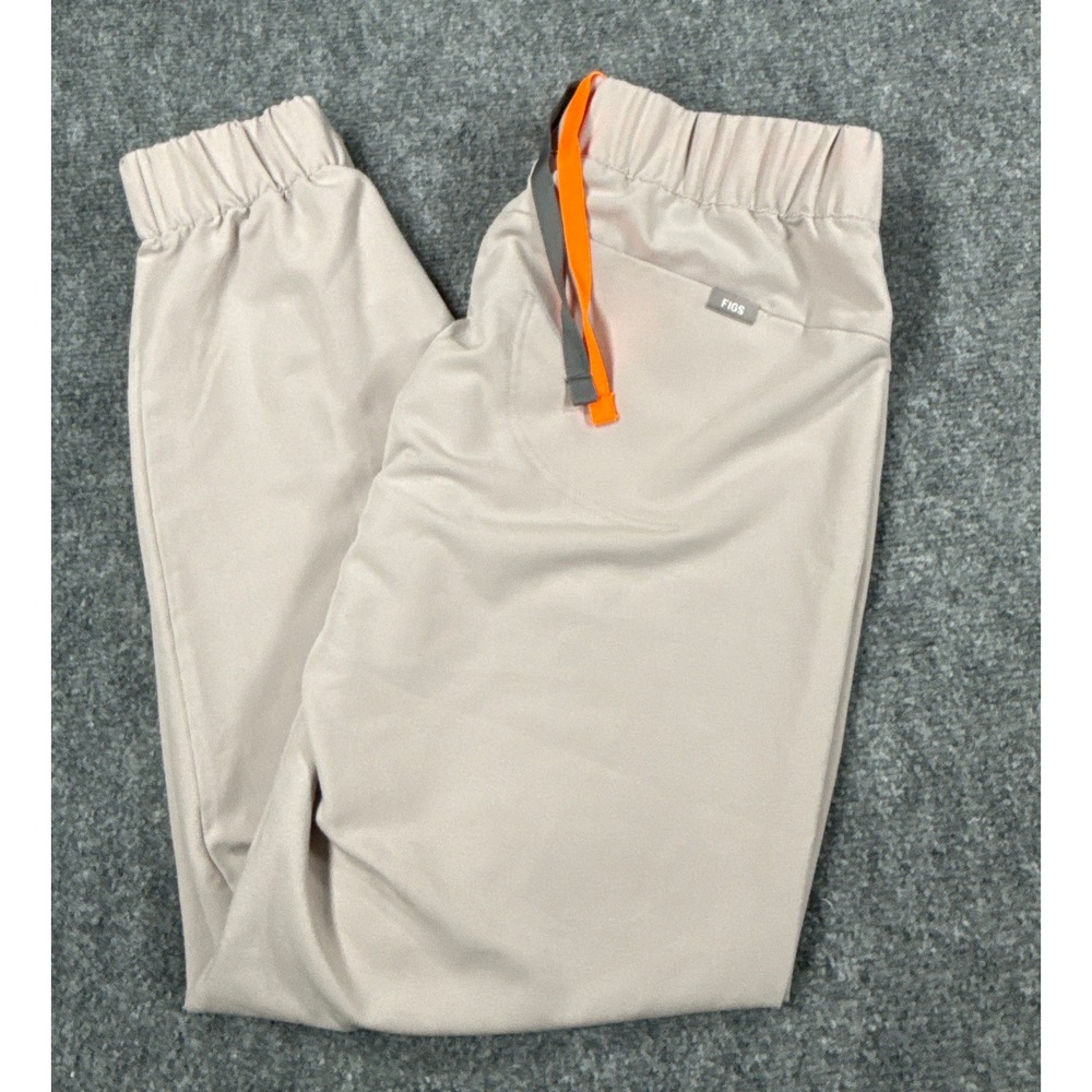 FIGS Womens Small Technical Collection Jogger Scrub Pants Gray Orange Drawstring